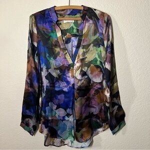 Hark + Hammer Floral Multicolor 100% Silk Top Size Medium
